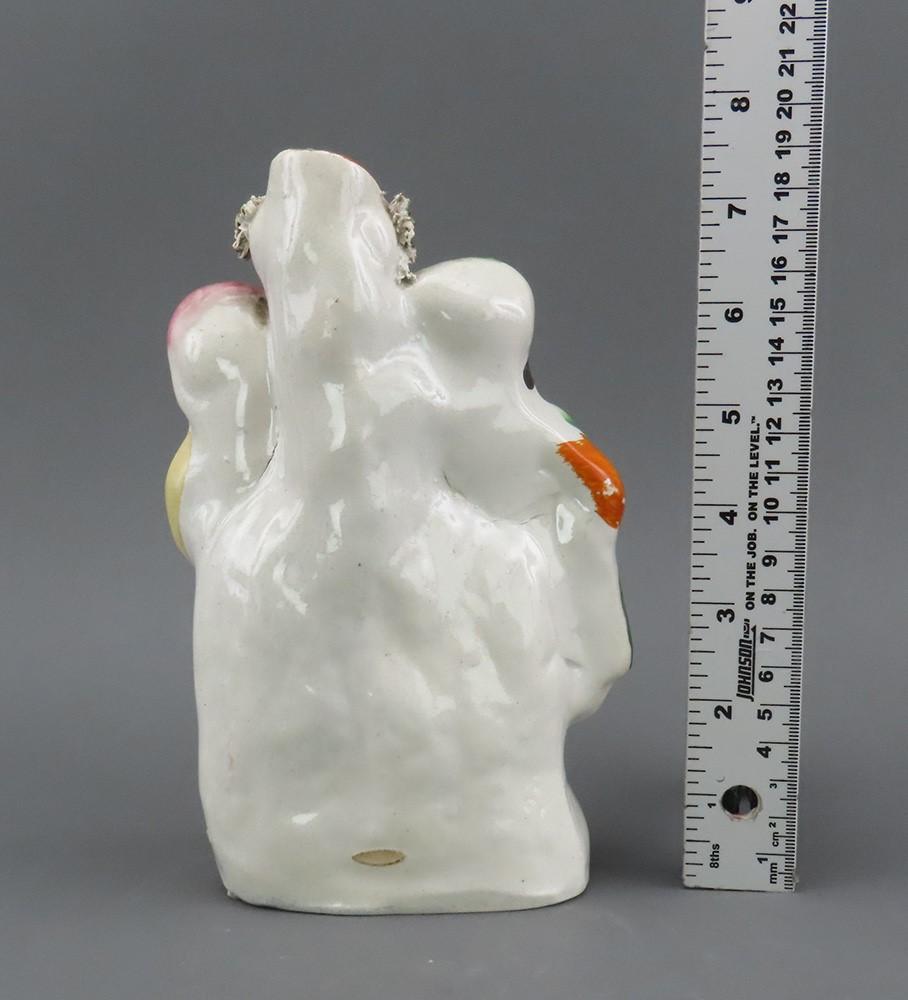 Fine Mid 1800s English Staffordshire Courting Couple w Dog Figurine Spill Vase