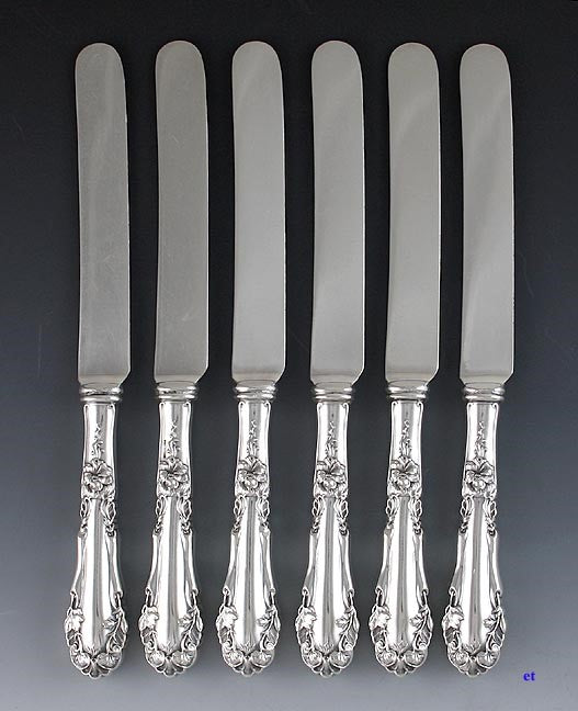 6 International Silver Dinner Knives Marcell Pattern