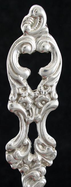 Vintage Nouveau Style Sterling Silver Openwork Pierced Serving Spoon 8 1/8"
