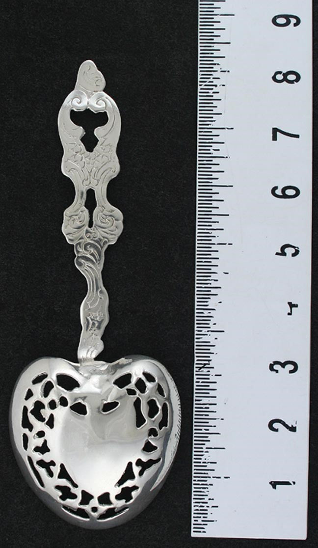 Vintage Nouveau Style Sterling Silver Openwork Pierced Serving Spoon 8 1/8"