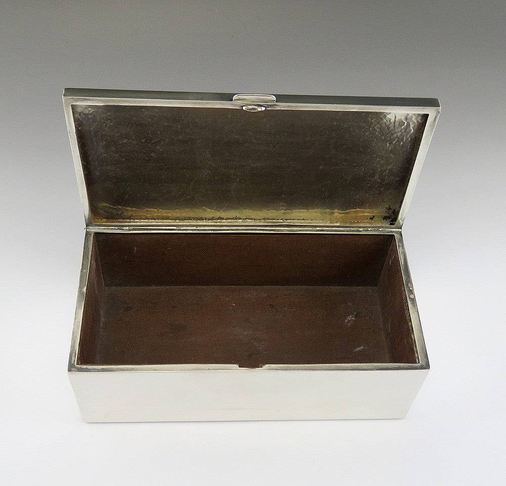 Antique c1915 James Blake Sterling Silver Art Deco Hand Hammered Box 6 X 3