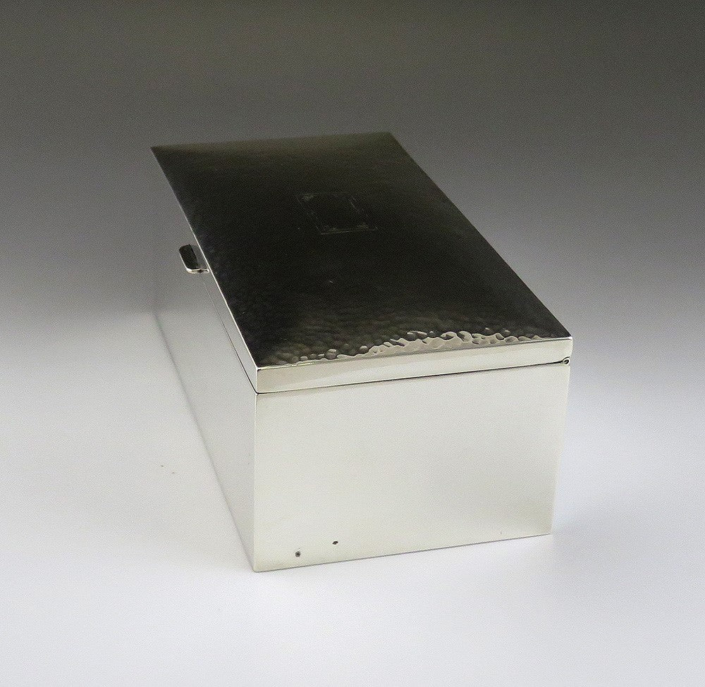 Antique c1915 James Blake Sterling Silver Art Deco Hand Hammered Box 6 X 3