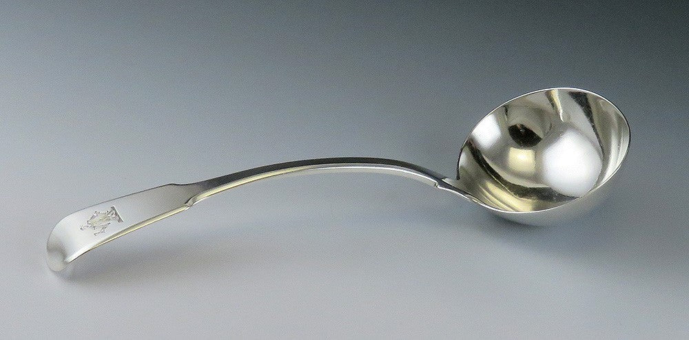 Antique 1814 English Georgian Sterling Silver Eley Fearn Fiddle Gravy Ladle