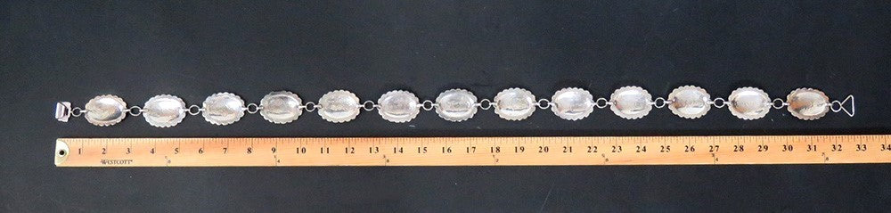 Stylish VTG Native American Indian Sterling Silver 33" Hand Punched Concho Belt