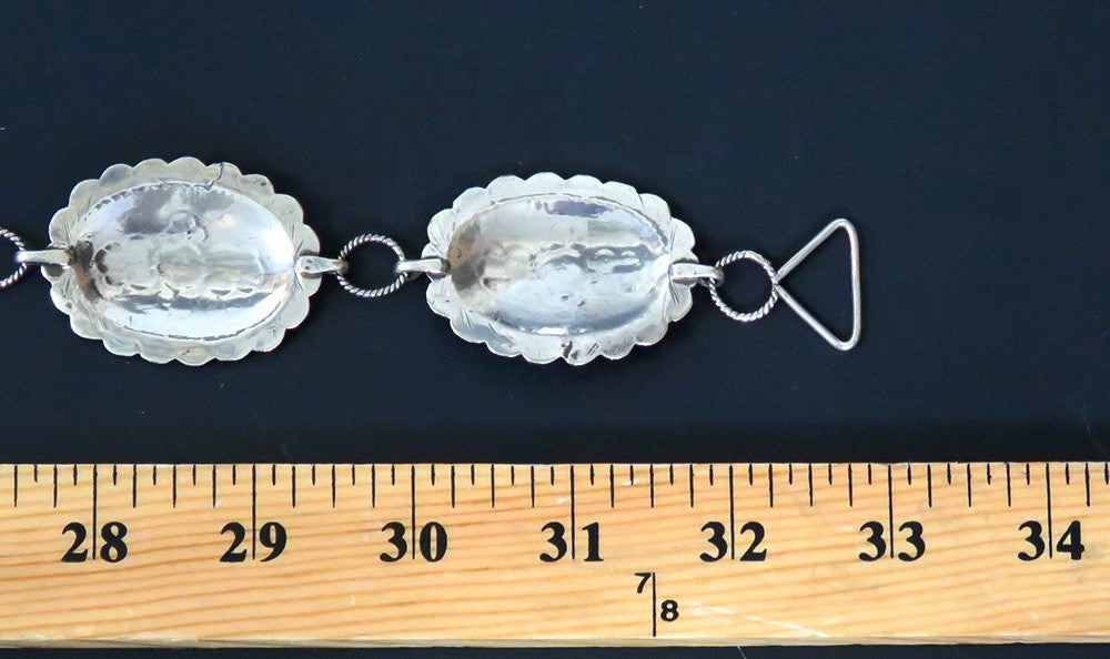 Stylish VTG Native American Indian Sterling Silver 33" Hand Punched Concho Belt