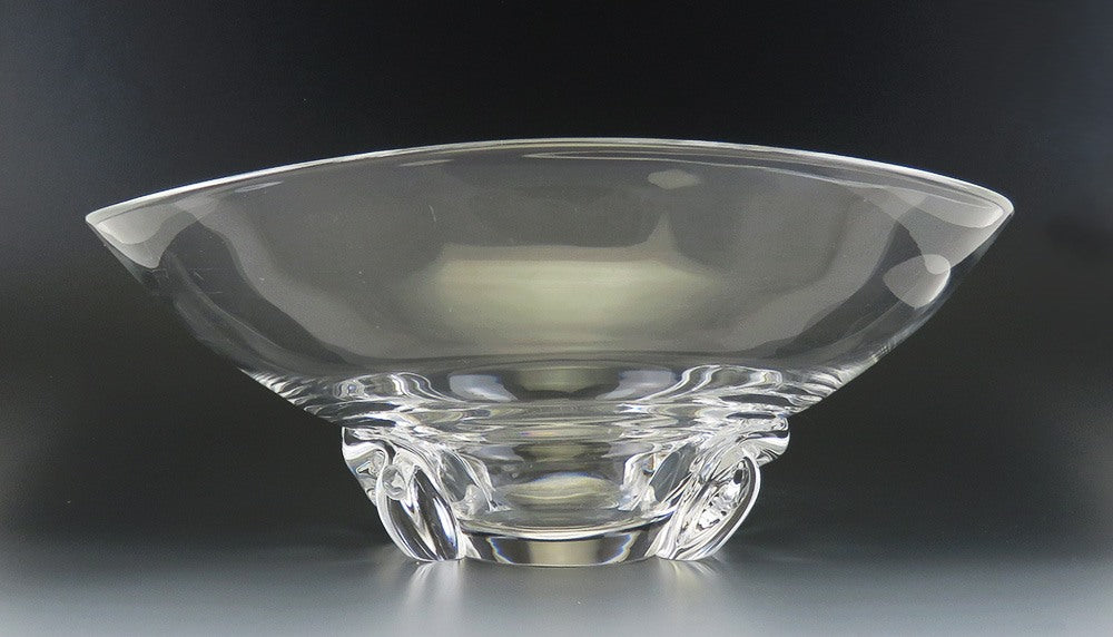 Vintage Crystal Art Glass Steuben Basket Shaped Bowl Serving Fruit