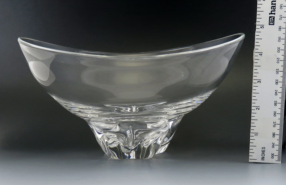 Vintage Crystal Art Glass Steuben Basket Shaped Bowl Serving Fruit