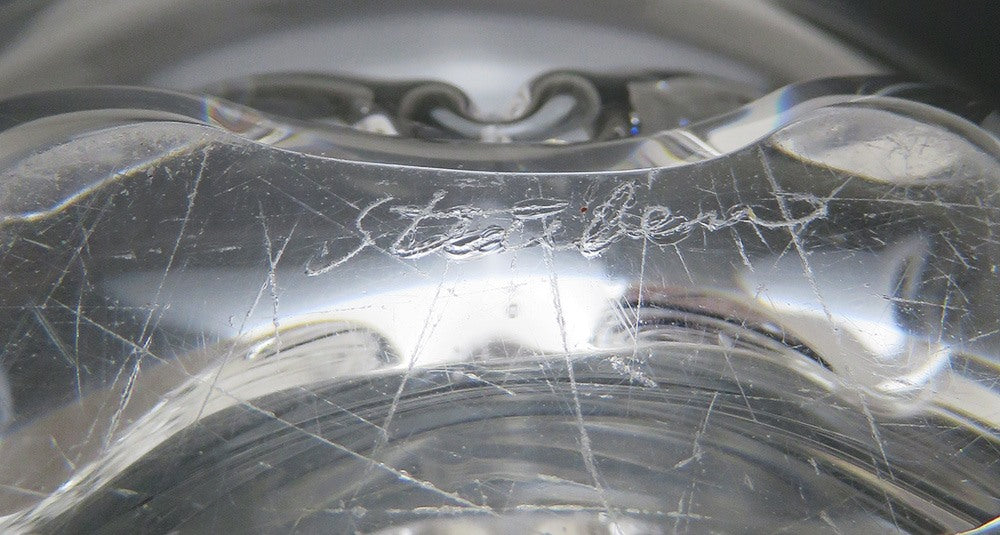 Vintage Crystal Art Glass Steuben Basket Shaped Bowl Serving Fruit
