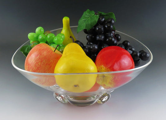 Vintage Crystal Art Glass Steuben Basket Shaped Bowl Serving Fruit