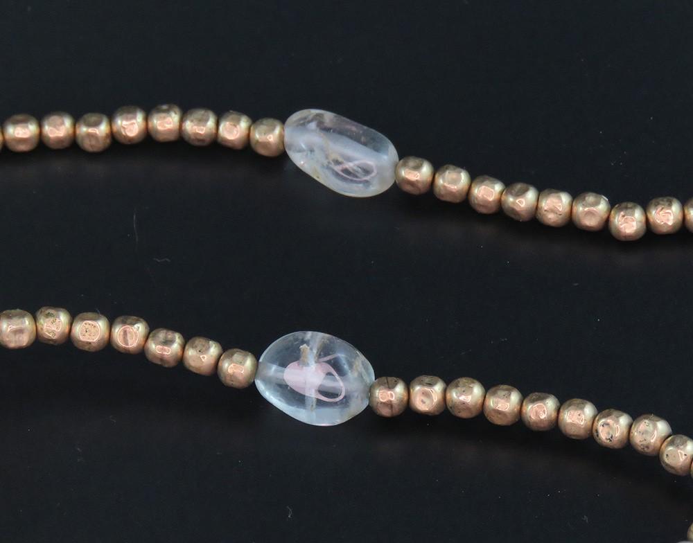 Stylish VTG Aquamarine Tumbled Beads Gold Filled Opera Length 30" Necklace