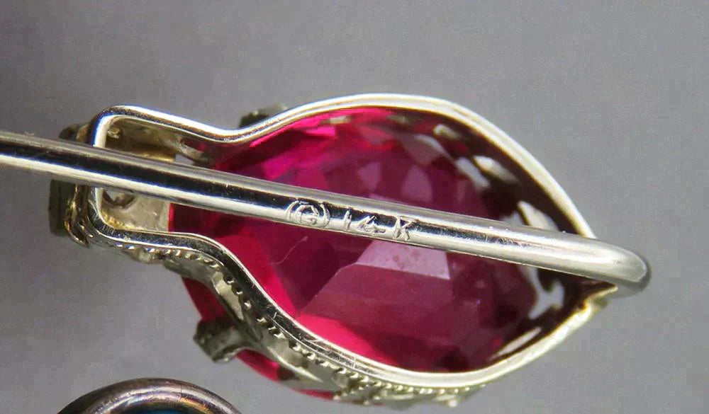 Incredible 14K Various Natural Gemstone Basket of Stickpins Custom Brooch