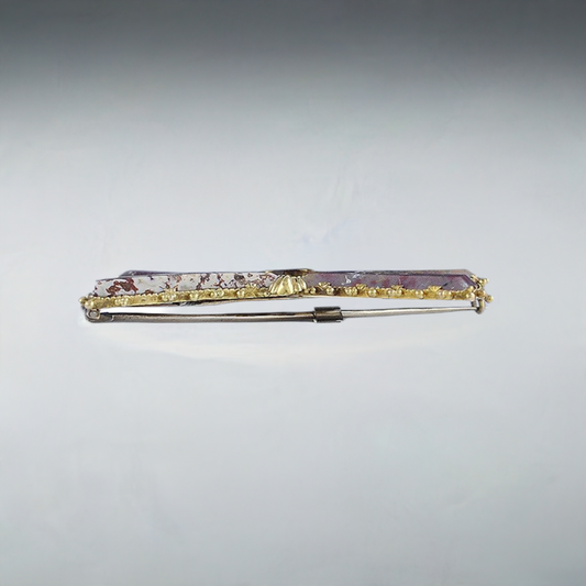 Rare c1850s-1870s Scottish Agate Citrine 14k Gold Pin/Brooch