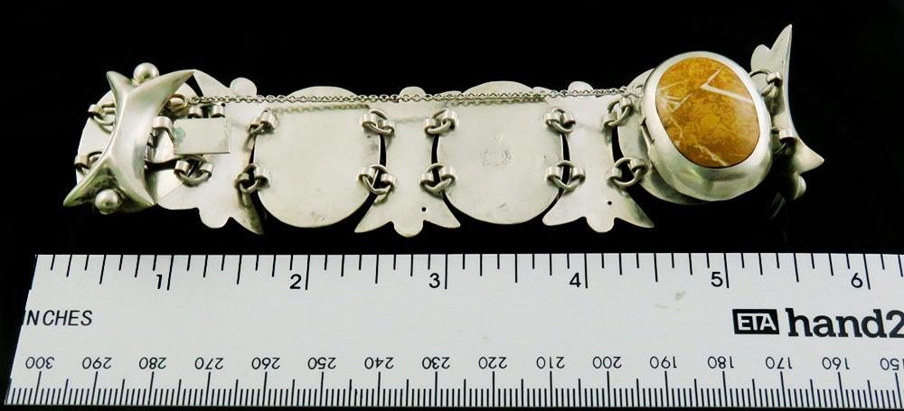 Vintage Mexican Sterling Silver & Agate Stone Bracelet