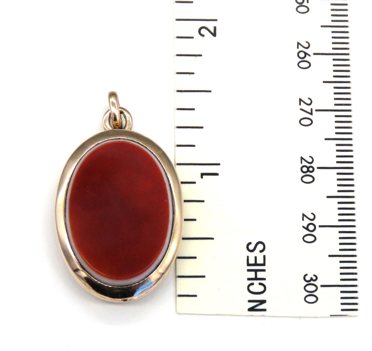 Antique Victorian 14K Yellow Gold Striated Agate Stone Photo Locket Pendant