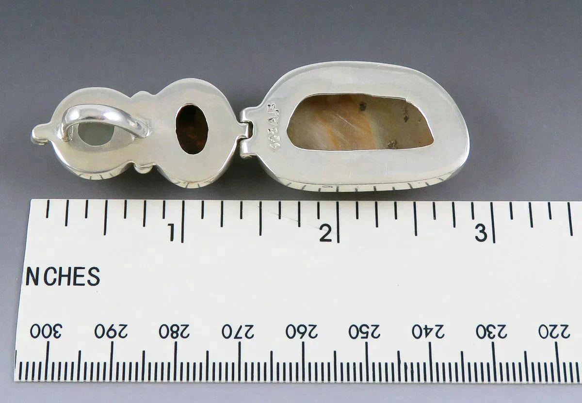 Lovely Sterling Silver Moonstone Agate Amber Statement Pendant
