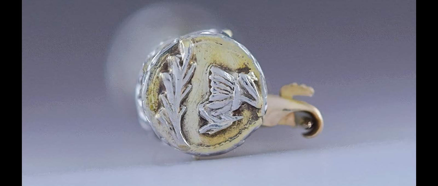 c1910s-1920s Antique 14k Yellow Gold Platinum Jade Butterfly Pin Brooch