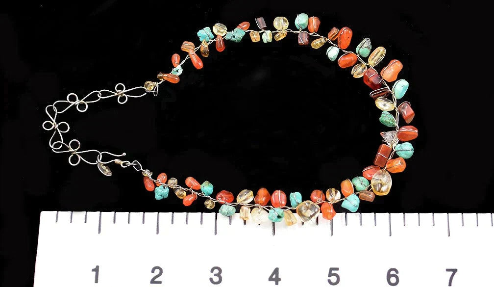 Candy-Colored Gemstone Abra Designer Collar Necklace Sterling Silver Wire