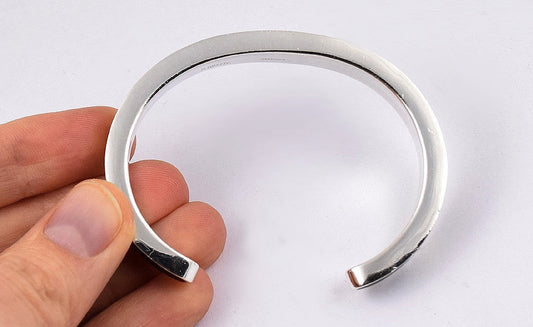 Sparkling Vintage Sterling Silver U.S Cuff Bracelet w/ Coral Malachite Wood Etc