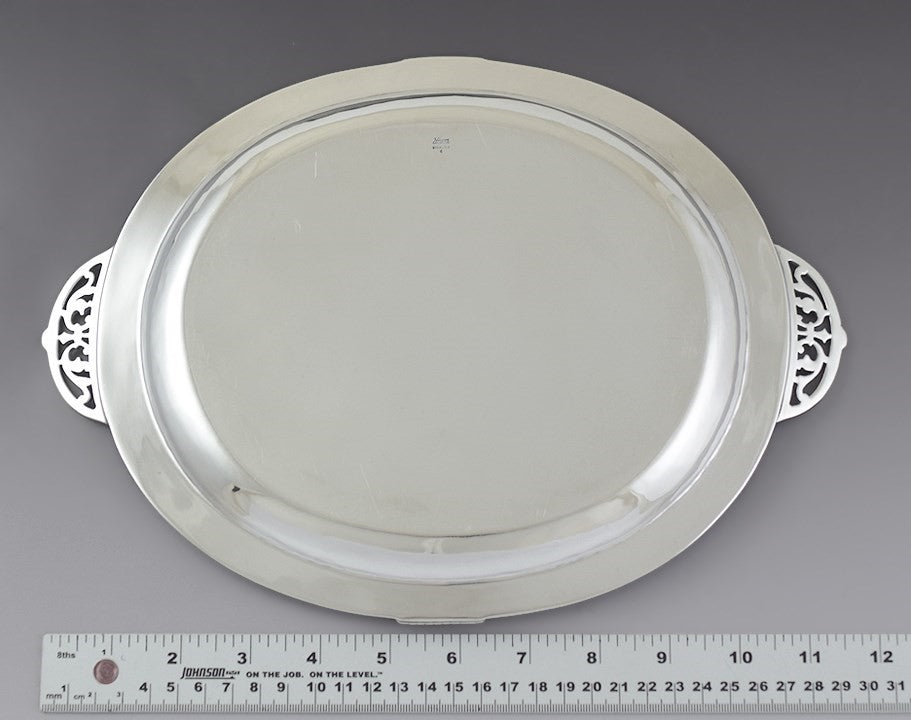 Antique c1920 Handwrought Arthur Stone Sterling Silver Serving Tray 8.75" X 12"
