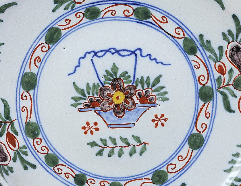 Amazing Mid 1700s Set 6 Delft Tin Glazed Porcelain Plates Nice Condition