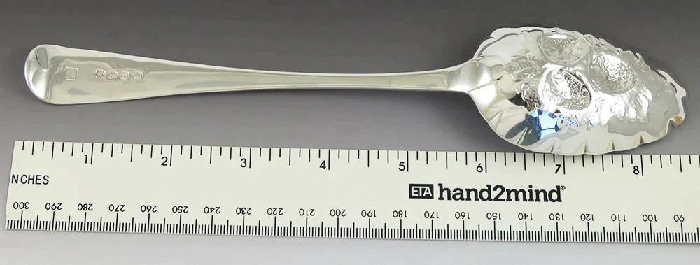 Antique 1809 English Georgian Bateman Sterling Silver Strawberry Serving Spoon