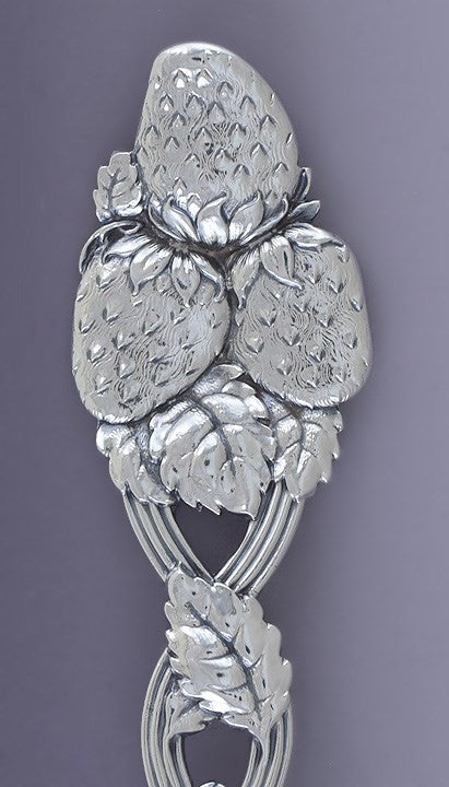 Fine Tiffany & Co Sterling Silver Strawberry Pattern Large Serving Spoon / Scoop