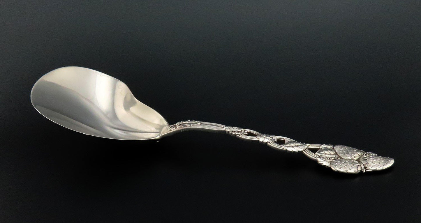 Fabulous Vintage Tiffany Co Strawberry Vine Sterling Silver Serving Spoon 9 1/2"