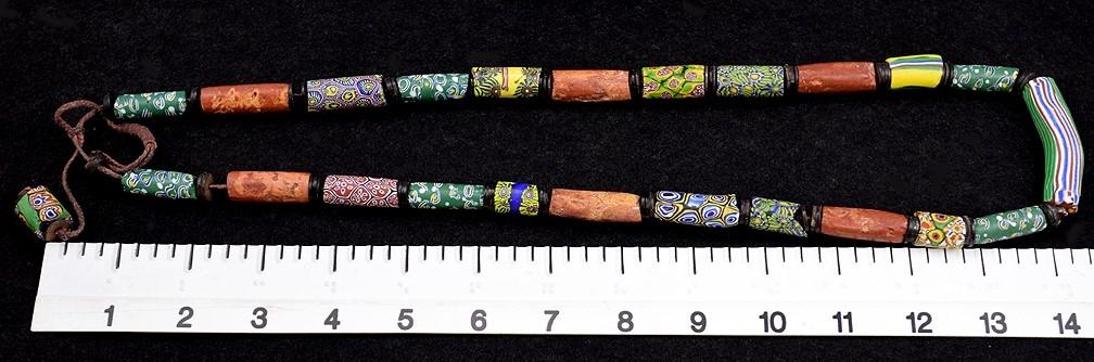 Colorful Antique Italian Millefiori Style African Trade Bead Necklace