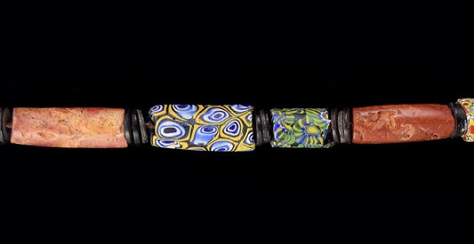 Colorful Antique Italian Millefiori Style African Trade Bead Necklace