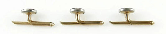 Set of 3 Vintage Larder 14K 2-Tone Gold & Abalone Men's Shirt Studs