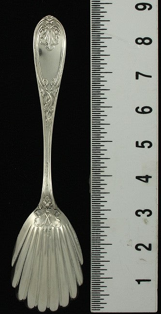 Antique 19th Century American Coin Silver Shell Bowl Serving Spoon 8 3/4"