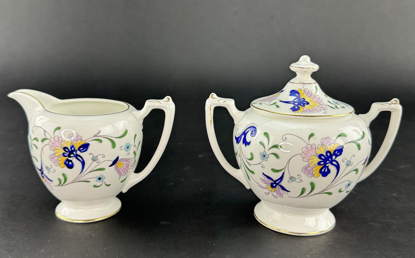Coalport Pageant Pattern Porcelain Sugar and Creamer Set