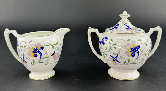Coalport Pageant Pattern Porcelain Sugar and Creamer Set