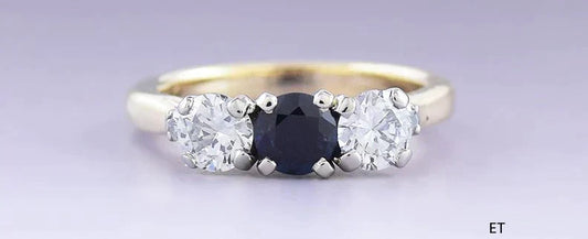 Gorgeous 14k Yellow Gold Sapphire and Diamond Ring Size 6