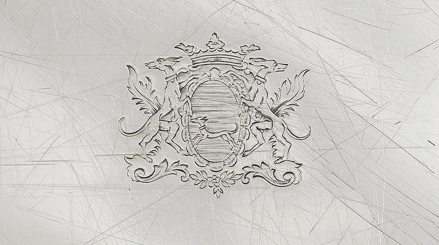 Antique 1750-1850 European Silver Wreath Festoon Tray Platter 13.5" X 10.75"