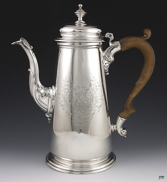 Antique 1743 English Sterling Silver Lighthouse Form Coffee Tea Pot Swift