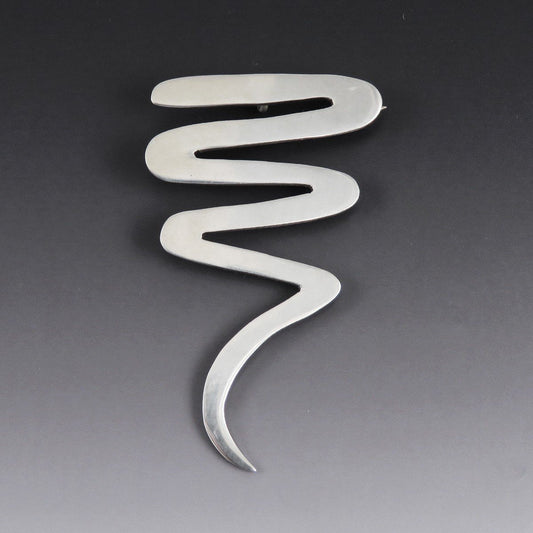 VTG Taxco Mexico Sterling Silver Picasso Style Zig Zag Scribble Pin or Pendant