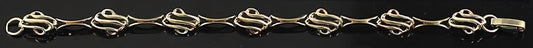Elegant 14K Yellow Gold Triple S Openwork Link Chain Bracelet