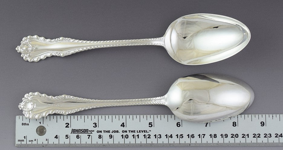 Fine set 4 Dominick & Haff Sterling Silver Mazarin Serving / Table Spoons