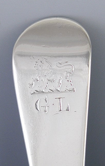 Antique 1809 Georgian English Sterling Silver Serving Platter Stuffing Spoon