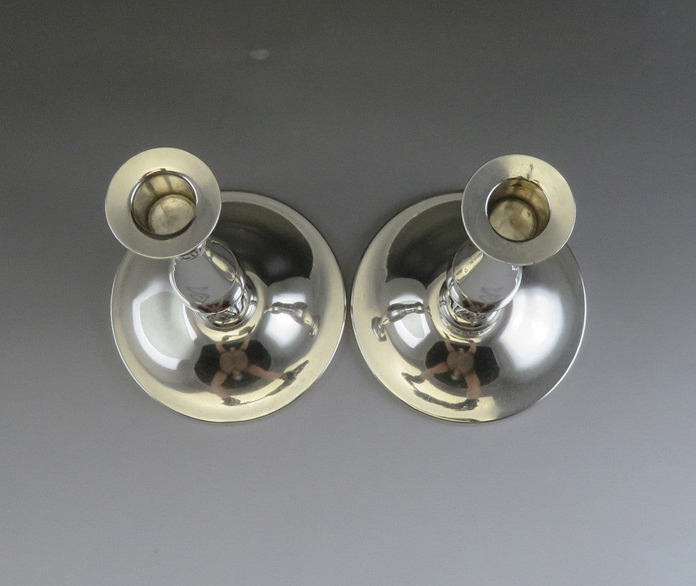 2 Vintage International Royal Danish Sterling Silver Candlesticks S Mono 9 1/2"