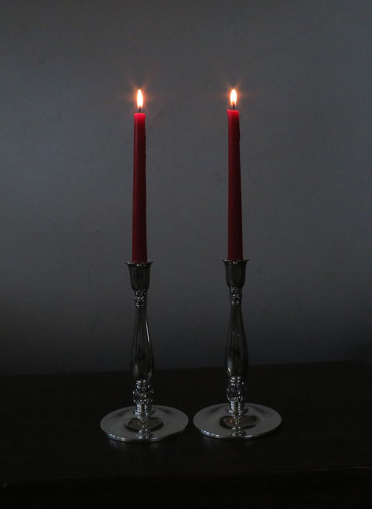 2 Vintage International Royal Danish Sterling Silver Candlesticks S Mono 9 1/2"