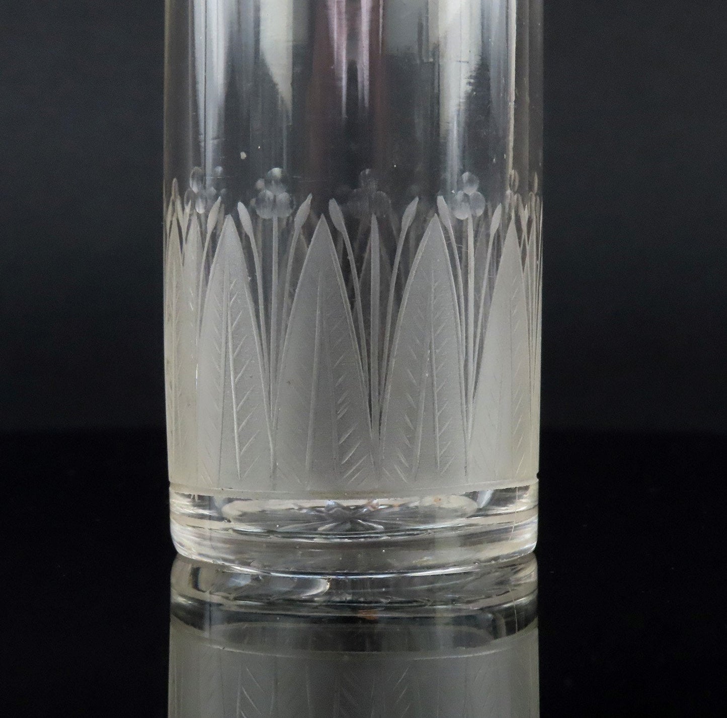 1927 English Sterling Silver Gilt Cut Frosted Glass 8" Tall Dresser Jar