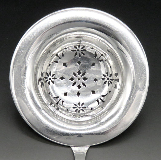 Antique American Sterling Silver Large Pierced Bowl Tea Leaf Strainer