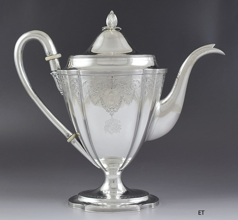 1799 Huge English Georgian Peter Ann & William Bateman Sterling Silver Teapot