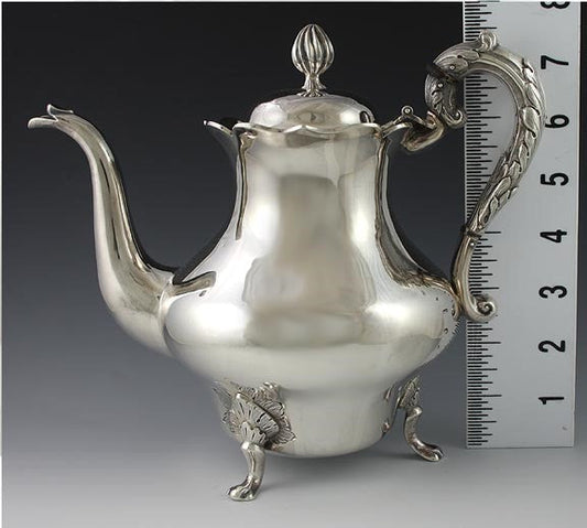 Antique American 1849 Victorian Coin Silver Teapot Coffeepot Jones, Ball & Poor