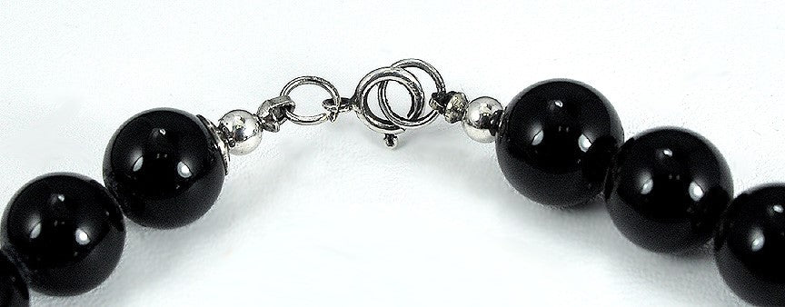 Vintage-Style Sleek Black Onyx and Sterling Silver Pendant Necklace, 16 in.