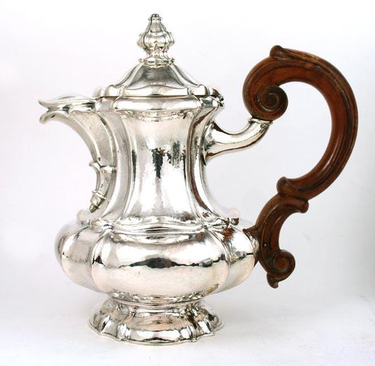 Fine Hand Hammered Italian 800 Solid Silver 4pc Tea Service c1920