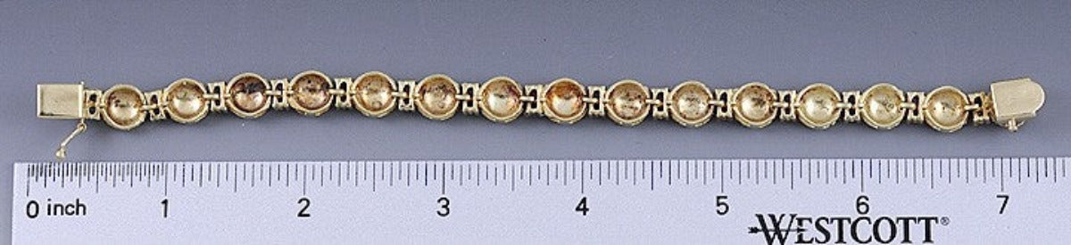 Neat 14K Yellow Gold Sapphire & Ruby Textured Dome Bracelet