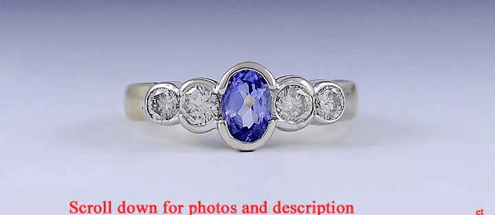 Brilliant ~.50ct Tanzanite & ~.50ct Diamond Two Toned 14K Gold Ring Size 3.75